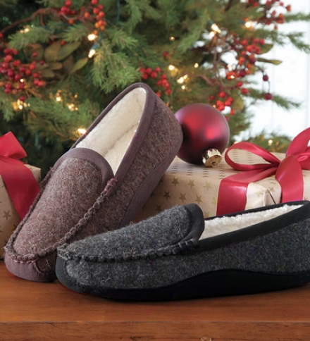 Acorn Men's Luke Wool And Fleece Moccasin Style Slippers