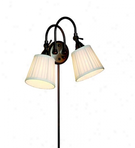 Adjustable Two-light Wall Sconce With Pleated Shades