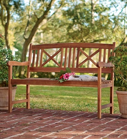 All-weather Eucalyptus Double X-back Outdoor Garden Bench