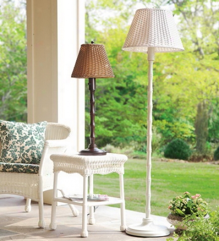 All-weather Exterior Rattan Wicker Table Lamp