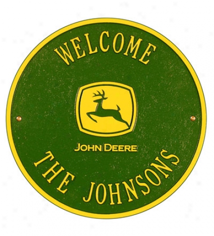 American-made Personalized John Deere Cast Welcome Sign In Cast Aluminum