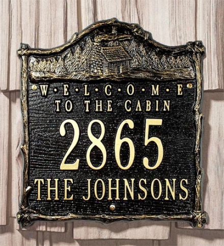 American-made "welcoome To The Cabin&auot; Address Plaque In Cast Aluminum