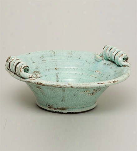 Antique Aqua Glazed Ceramic Bowl