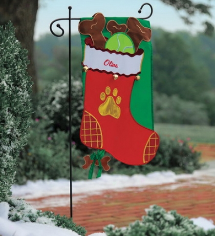 Appliqu&#233;d Kitty Stocking Garden Flags