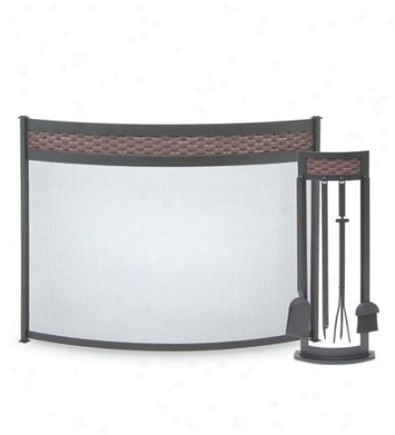 Basket Weave Fireplace Fireplace Screen And Hearth Center Ensemble