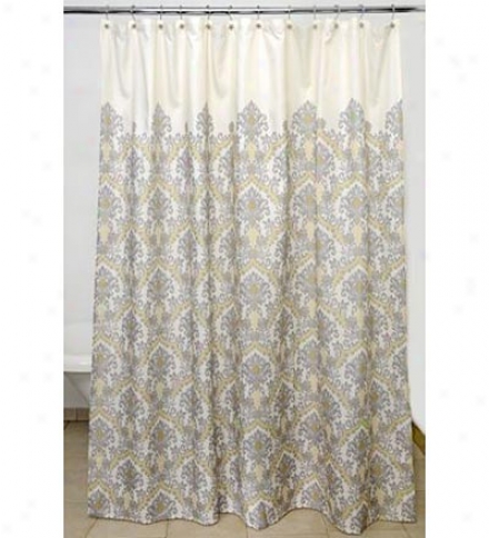 Bedazzled Gray Damask Polyester Shower Curtain