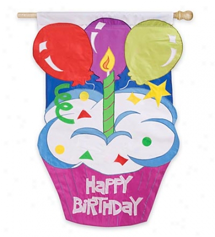 Birthday Cupcake Flag 28"w X 44"l