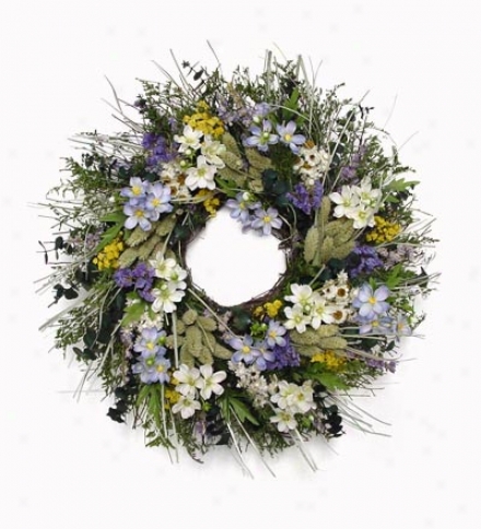 Blue Cosmo Wreath, 18" Dia.