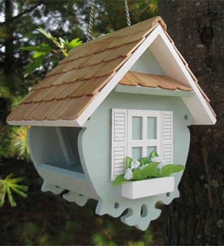 Blue Little Wren Feeder With Slide-up Roof