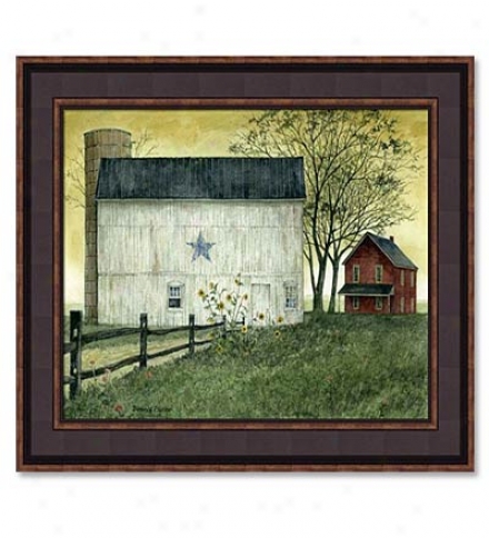 Blue Star Barn Print By Bonnie Fisher