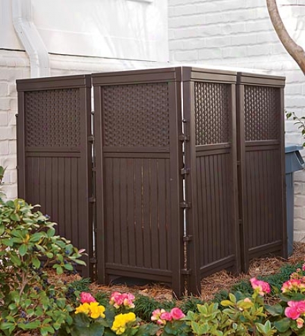 Brown Resin Four Panel Privacy Screen