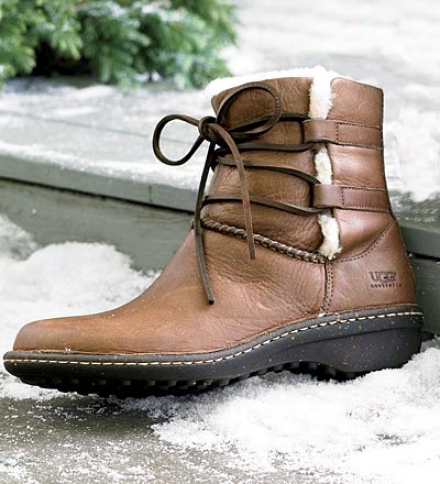 Brown Ugg?? Australia Women's Caspia Ankle Boots With Leather Wrap Ties