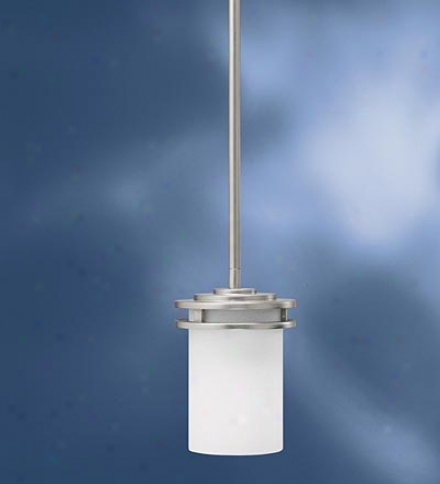 Brushed Nickel Mini Pendant Light With Satin-etched Cased Opal Glass Shaed