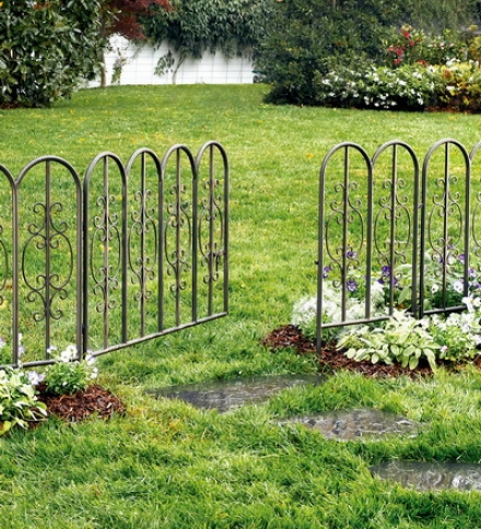 Burnished Bronze Finished Iron Montenello Garden Fencing With Gate72"l X 34"h