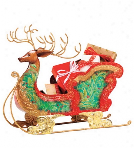 Capiz-encrusted Reindeer Sleigh Holiday Centerpiece