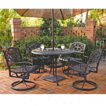 Cast Aluminum Dining Set, Table And Four Chairs