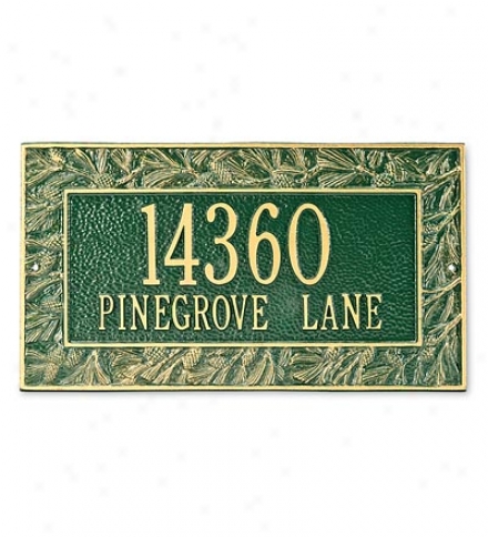 Cast Aluminum Pine Cone Address Laqn Plaque