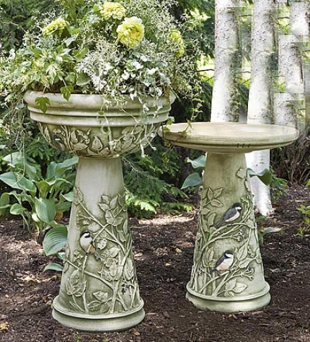 Chickadee Planter Bowl And Pedestal