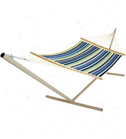 Duracorc Quilted Hammock With Polished White-oak Spreader Bara4'7"w X 13'l