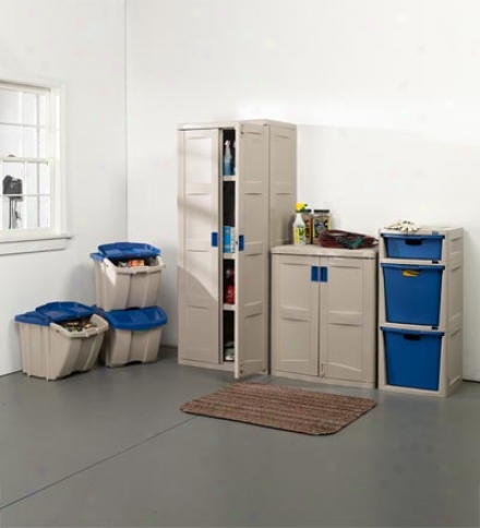 Easy Assembly Utility Shameful Cabinet With Tao Adjustable Shelve sFor Garage Storage