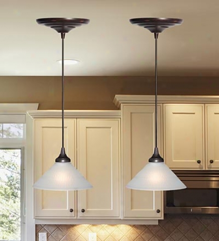 Easy-install Screw-in Glass Pendant Light With Ribbed Shade