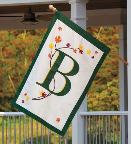 Eleggant Fall Laeves Monogram House Flag