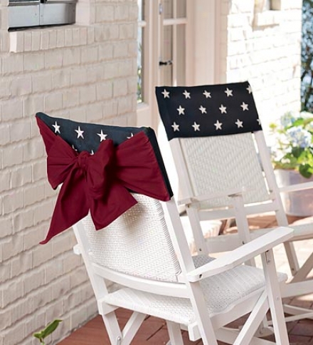 Embroideed 100&#37; Cotton American Flag Chair Bow