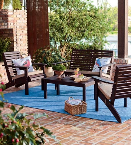 Eucalyptus Outdoor Seating St In Chocolate Polish Including Loveseat, 2 Chairs And Coffee Table