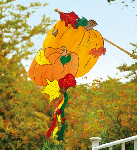 Fade-resistant Double-slded Pumpkin Appliqu&#233; House Flag