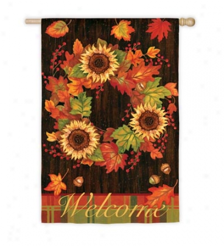 Fall Wreath Garden Flag