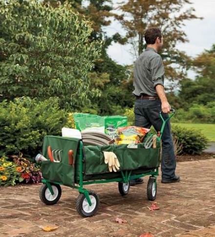 Folding Steel Garden Wagon With Canvas Liner