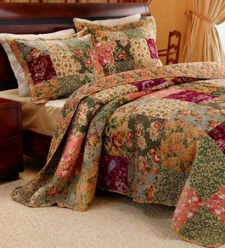 Full 100% Cotton Paisley Patchwork Block Reversible  Bedspread And Shams