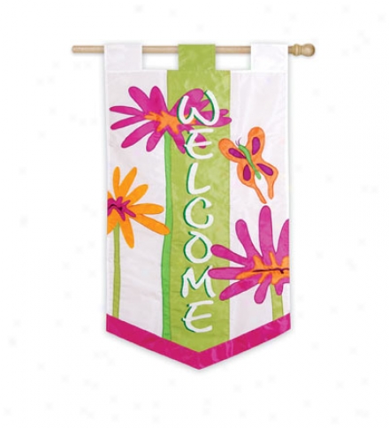 Gerber Daisy Welcome Flag 25"w X 46"l