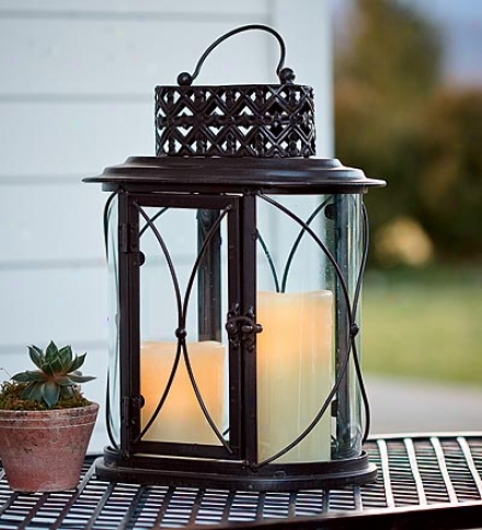 Glass And Iron Outdoor Table Lantern