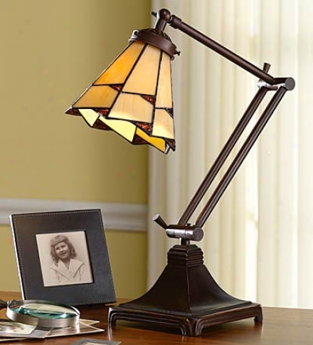 Handcrafetd Copper-foiled Stained Glass Desk Lamp