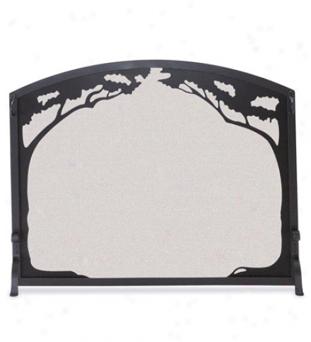 Handcrafted Forged Steel 3-panel Folding Grand Oak Fireplace Screen