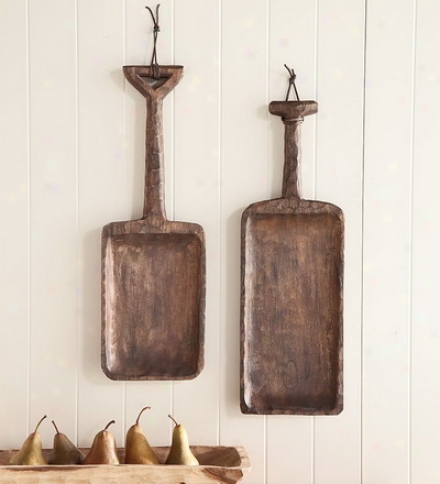 Handcrafted Hanging Long Wooden Shovel Wall Art