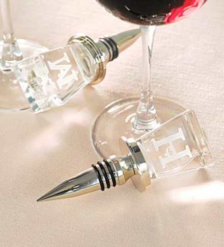 Handmade Monogrammed Glass Wine Stopper