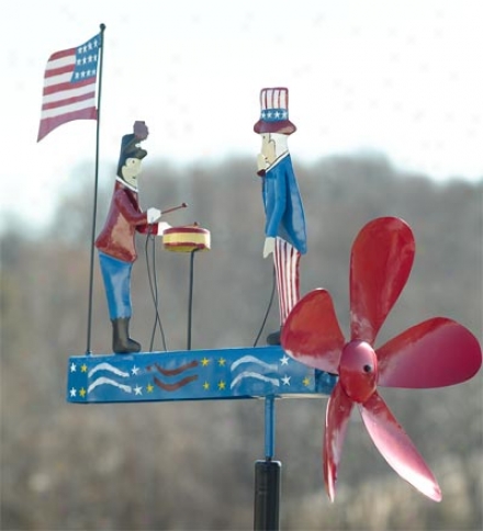 Handmade Uncle Sam Garden Whirligig With Stake