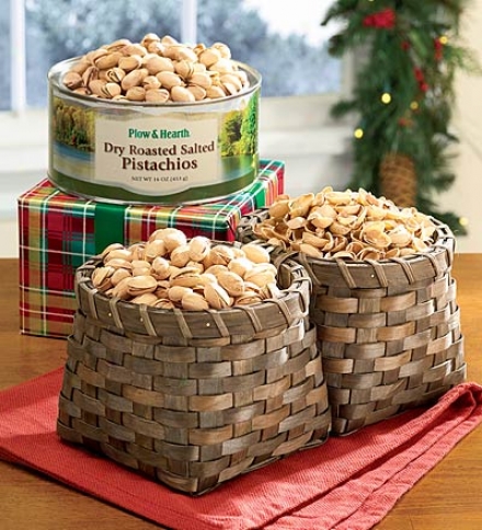 Handmade Unfilled Double Basket For Shelled And Unopened Nuts