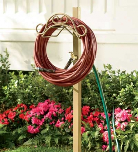 Handy Hose Hanger Post With Faucet And 5' Lead Hose Hookup