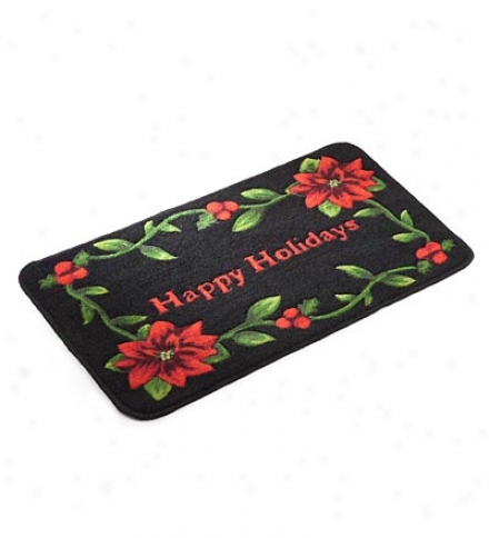 Happy Holidays Poinsettia Washabiee Accent Rug