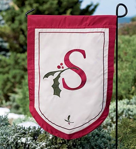 Holiday Monogram Fade- And Weather-resistant Garden Flag In the opinion of Red Border And Holly Youth