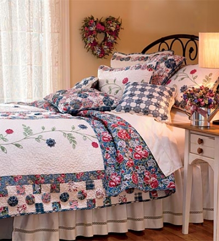 King Springtime Cotton Shell Quilt With Crocheted Detailing