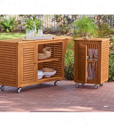 Large Eucalyptus Outdoor Rolling Cart