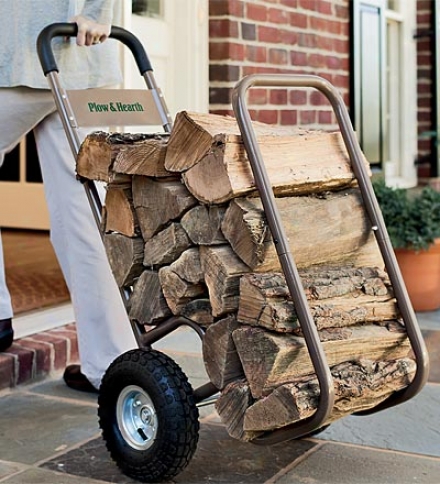 Large Pneumatic-wheel Sturdy Log Cart