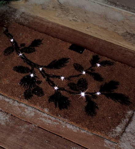 Lighted Led Pine Cone Coir Doormat