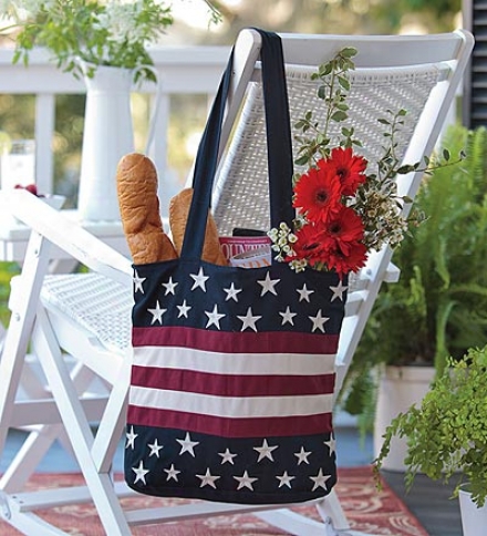 Lined Cotton Canvas Americana Tote Bag