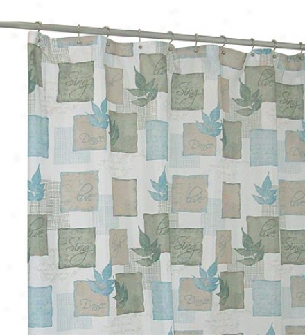 Machine Washable Leaf Pattern Polyester Fabric Shower Curtain