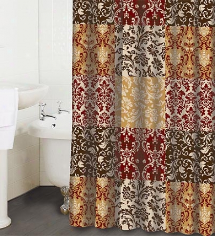 Machine Washable Opus Red Polyesyer Fabric Shower Curtain